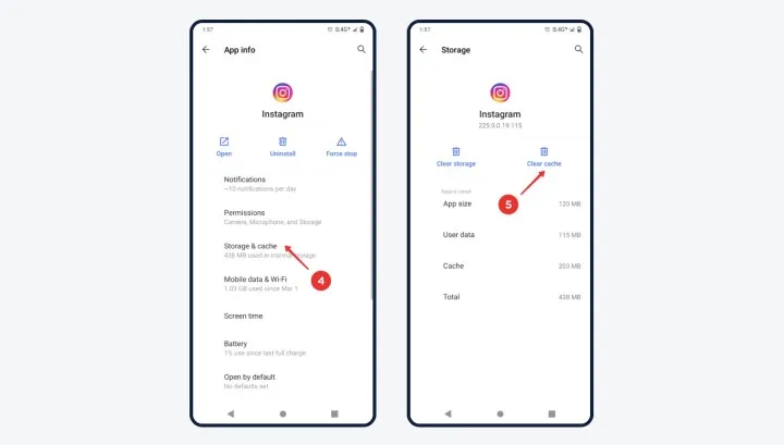 Android telefonda Instagram önbelleği nasıl temizlenir ⬇️ 2