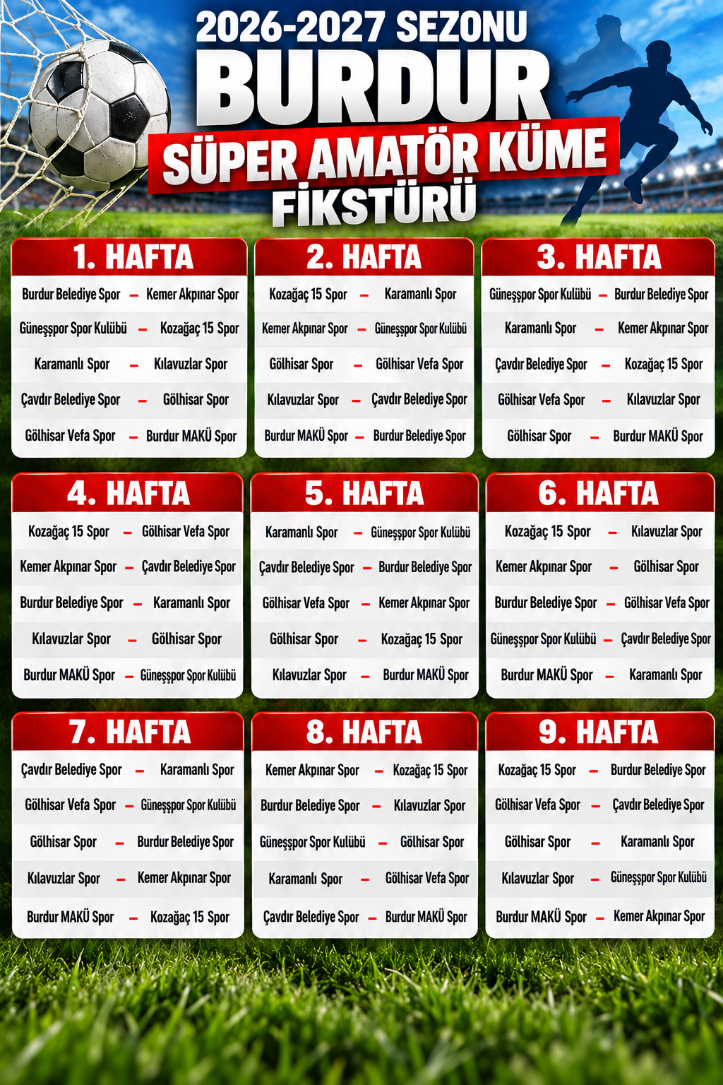 2026 2027 Burdur Süper Amatör Fikstürü