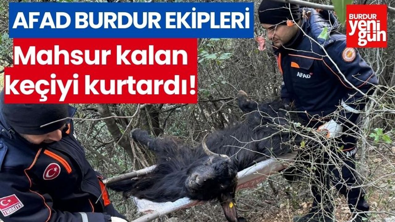 Burdur AFAD Ekipleri Mahsur Kalan Keçiyi Kurtardı