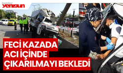 Araçta sıkışan genç sürücü acı içerisinde kıvrandı