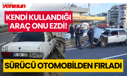 Bariyerlere çarpan otomobil yola fırlayan sürücüsünü ezdi