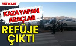 Kaza yapan araçlar refüje çıktı