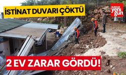 İstinat duvarı çöktü, iki ev zarar gördü