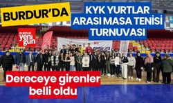 Burdur'da KYK Yurtlar arası masa tenisinde dereceye girenler belli oldu