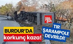 Burdur'da TIR şarampole devrildi!