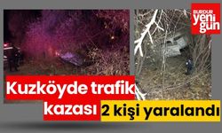 Kuzköy'de trafik kazası  takla atan otomobilde 2 kişi yaralandı