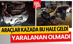 Araçları hurdaya çeviren kazada yaralanan olmadı