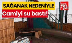 Sağanak nedeniyle bir camiyi su bastı