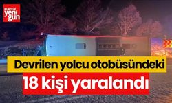 Devrilen yolcu otobüsündeki 18 kişi yaralandı