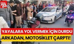 Yayalara yol vermek için duran otomobile motosiklet çarptı: 1 yaralı