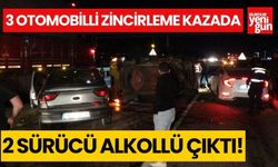 3 otomobilli zincirleme kazada 2 sürücü alkollü çıktı