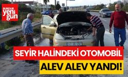 Seyir halindeki otomobil alev alev yandı