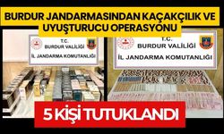 Burdur'da Jandarmadan Uyuşturucu ve Kaçakçılık Operasyonu 5 Kişi Tutuklandı