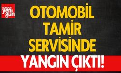 Otomobil tamir servisinde çıkan yangın söndürüldü