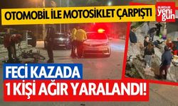 Otomobil ile motosiklet çarpıştı! 1 ağır yaralı