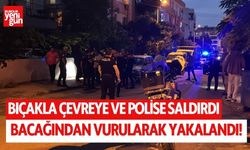 Bıçakla çevreye ve polise saldırdı