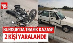 Burdur'da otomobil ile motosiklet çarpıştı! 2 kişi yaralandı