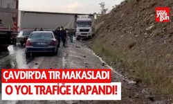 Çavdır'da TIR makasladı, yol trafiğe kapandı