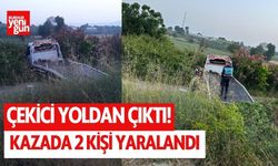 Çekici yoldan çıkarak şarampole indi: 2 yaralı