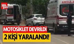 Devrilen motosikletteki 2 kişi yaralandı