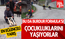 Burdur'da eğlenceli tahta araba yarışı