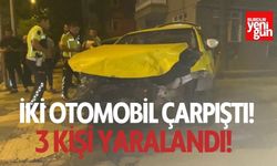 Ticari taksi ile otomobil çarpıştı: 3 yaralı