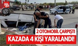 İki otomobil çarpıştı, 4 kişi yaralandı