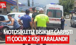 Motosikletle bisiklet çarpıştı: 1'i çocuk 2 yaralı