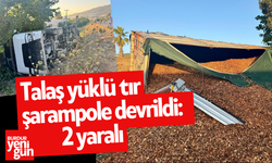 Talaş yüklü tır şarampole devrildi: 2 yaralı