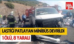 Lastiği Patlayan Minibüs Devrildi 1 Ölü, 8 Yaralı