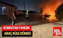 Korkutan Yangın  Araç Küle Döndü