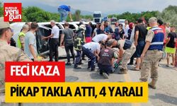 Feci Kaza: Pikap Takla Attı, 4 Yaralı