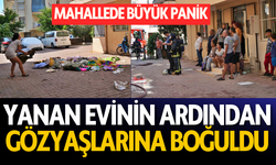 Yanan evinin ardından gözyaşlarına boğuldu