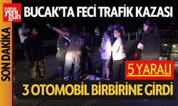 Bucak-Antalya Karayolunda 3 Otomobil Birbirine Girdi: 5 Yaralı