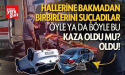 Trafik Kazası Yapıp Birbirlerini Suçladılar!