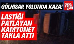 Gölhisar Yolunda Teker Patladı, Kamyonet Takla Attı