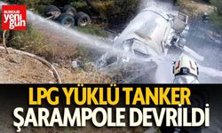 LPG yüklü tanker şarampole devrildi