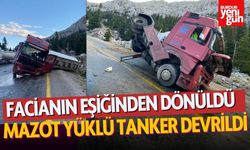 Antalya'da Facianın Eşiğinden Dönüldü: Mazot Yüklü Tanker Devrildi