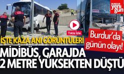 Burdur'da otobüs 2 metre yükseklikten düştü!