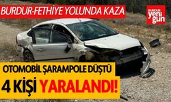 Burdur'da otomobil şarampole düştü! 4 kişi yaralandı