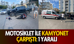 Motosiklet ile kamyonet çarpıştı: 1 yaralı