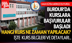 Burdur Mehmet Akif Ersoy Halk Eğitim Kursları Başlıyor