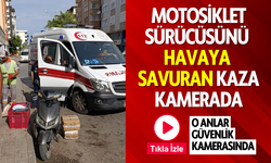 Motosiklet sürücüsünü havaya savuran kaza kamerada