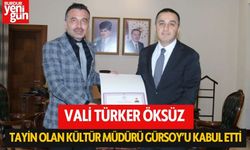 Vali Öksüz, Bolu’ya Tayin Olan Kültür Müdürü  Gürsoy’u Kabul Etti