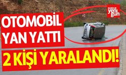 Virajı alamayan otomobil yan yattı: 2 yaralı