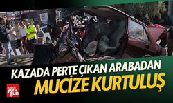 Kazada Perte Çıkan Arabadan Mucize Kurtuluş