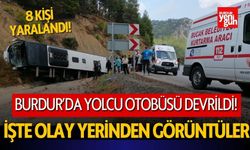 Burdur'da tıra çarpan yolcu otobüsü devrildi, 8 kişi yaralandı