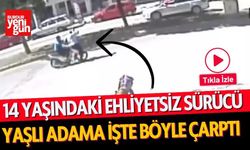 14 Yaşındaki Ehliyetsiz Sürücü Yaşlı Adama Çarptı