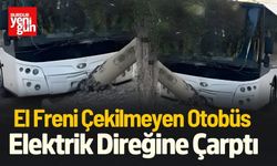 El Freni Çekilmeyen Otobüs Direğe Çarptı