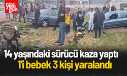 14 yaşındaki sürücü, kaza yaptı; 1'i bebek 3 yaralı